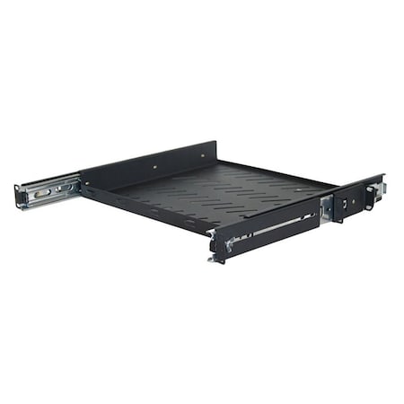 Quest Mfg Single-Sided Slide-Out Vented Shelf, 1U, 19" x 14"D, Black ES0419-0114